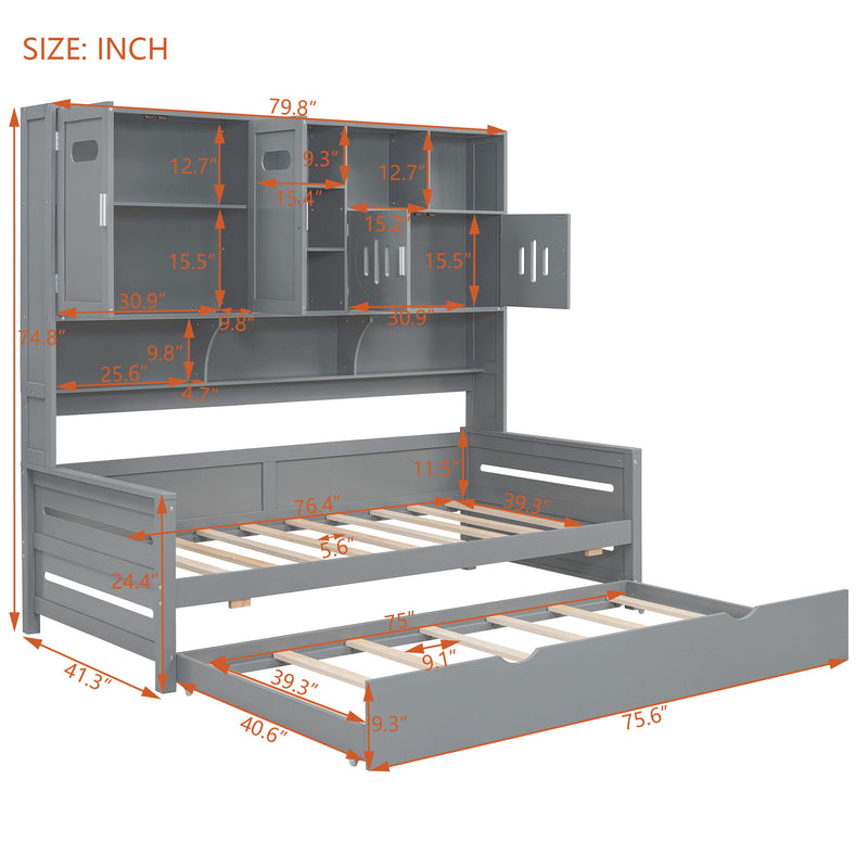 Daybed With All-In-One Cabinet And Shelf - R&R Furniture Gallery (Fountain Valley, CA)