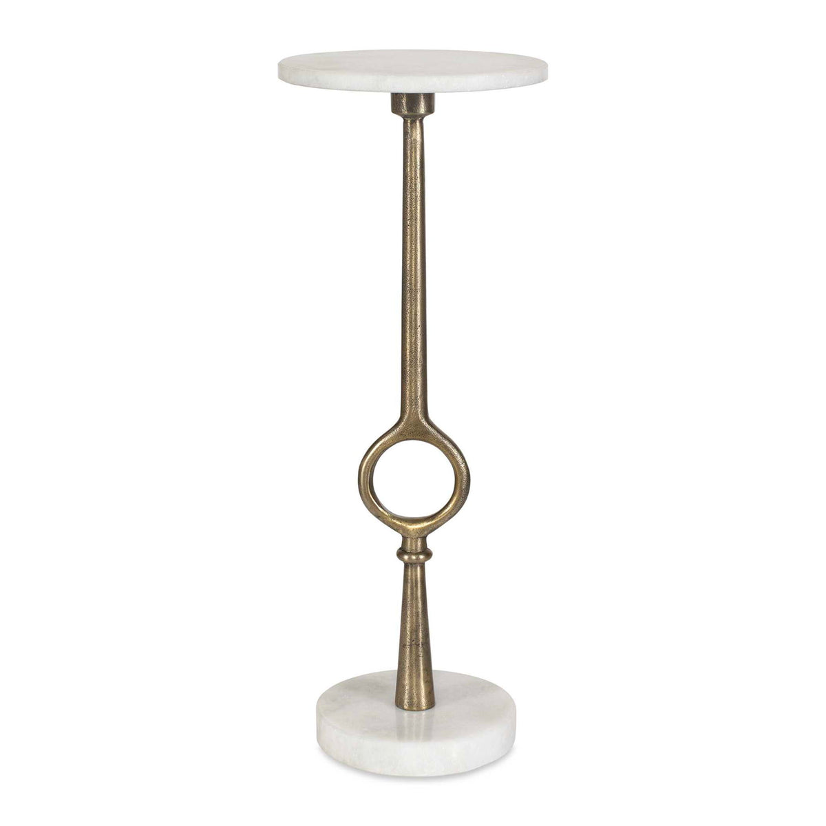 Accent Table - Brass Antique / White