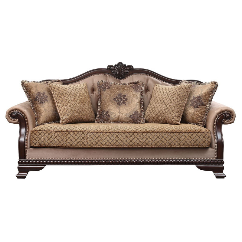 Chateau De Ville - Sofa With 5 Pillows (Same Lv01588) - Fabric & Espresso - R&R Furniture Gallery (Fountain Valley, CA)