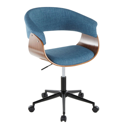 Lumi Source Vintage Mod mid-century modern office desk chair with wooden armrests and upholstered seat and backrest.