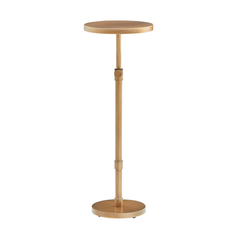 Morven - Adjustable Height Accent Table With Round Top - Antique Brass - R&R Furniture Gallery (Fountain Valley, CA)