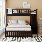 DreamHaus bunk bed with six drawers, flexible shelves, and a bottom bed on wheels, featuring a sturdy wooden frame and modern design.