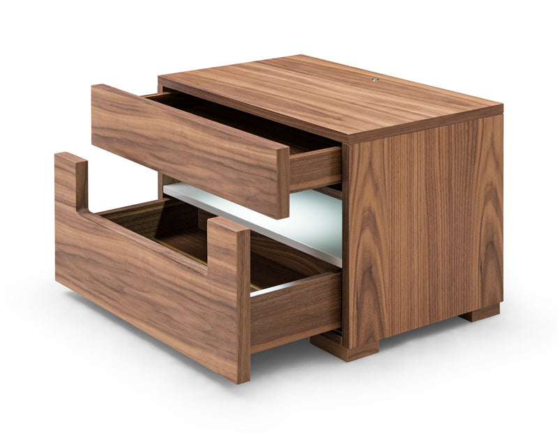 Ceres - Contemporary LED Walnut Nightstand — view 2
