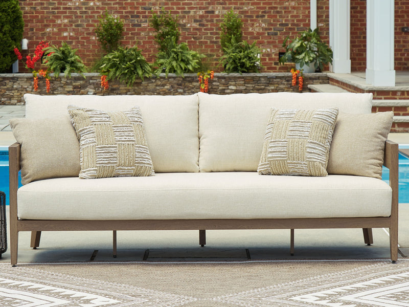 Serene Bay - Sofa With Cushion - Dark Brown / White - R&R Furniture Gallery (Fountain Valley, CA)