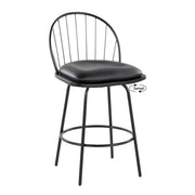 Lumi Source Riley Claire farmhouse fixed height counter stools with swivel and round footrest, set of two, stylish and comfortable.