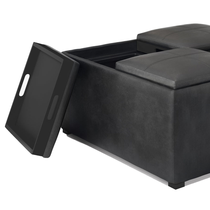 Avalon - Upholstered Square Coffee Table Storage Ottoman - R&R Furniture Gallery (Fountain Valley, CA)