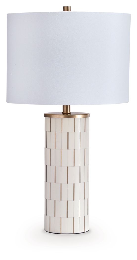 Faridworth - Poly Table Lamp - White / Gold Finish - R&R Furniture Gallery (Fountain Valley, CA)