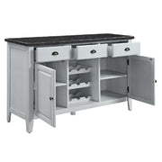 Lanton - Server - Natural Marble & Antique White - R&R Furniture Gallery (Fountain Valley, CA)