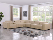 1208 - 7 Piece L-Shaped Leather Reclining Sectional With 4 Power Recliners - R&R Furniture Gallery (Fountain Valley, CA)