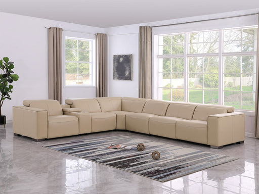 1208 - 7 Piece L-Shaped Leather Reclining Sectional With 4 Power Recliners - R&R Furniture Gallery (Fountain Valley, CA)