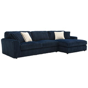 Breton - Sectional Sofa With 4 Pillows - Blue Corduroy - R&R Furniture Gallery (Fountain Valley, CA)