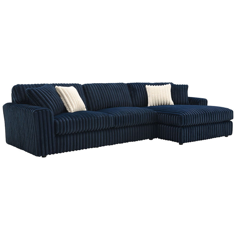 Breton - Sectional Sofa With 4 Pillows - Blue Corduroy - R&R Furniture Gallery (Fountain Valley, CA)