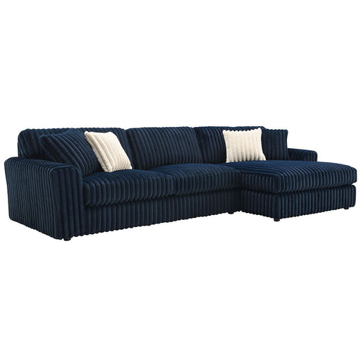 Breton - Sectional Sofa With 4 Pillows - Blue Corduroy - R&R Furniture Gallery (Fountain Valley, CA)