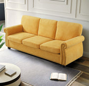 Soft Sofa, Upholstered 3 Seater Couch With High Density Foam, Loose Back Cushions And Turned Legs - R&R Furniture Gallery (Fountain Valley, CA)