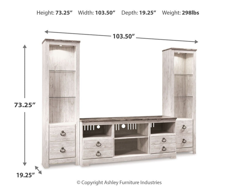 Willowton - Entertainment Center With Fireplace Option - R&R Furniture Gallery (Fountain Valley, CA)