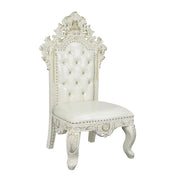 Adara - Side Chair (Set of 2) - Pearl White Synthetic Leather & Antique White - R&R Furniture Gallery (Fountain Valley, CA)