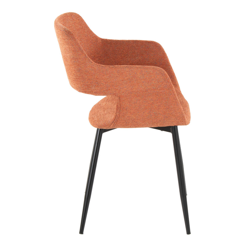 Pair of Lumi Source Margarite mid-century modern dining chairs with wooden legs and upholstered seats, set of two.