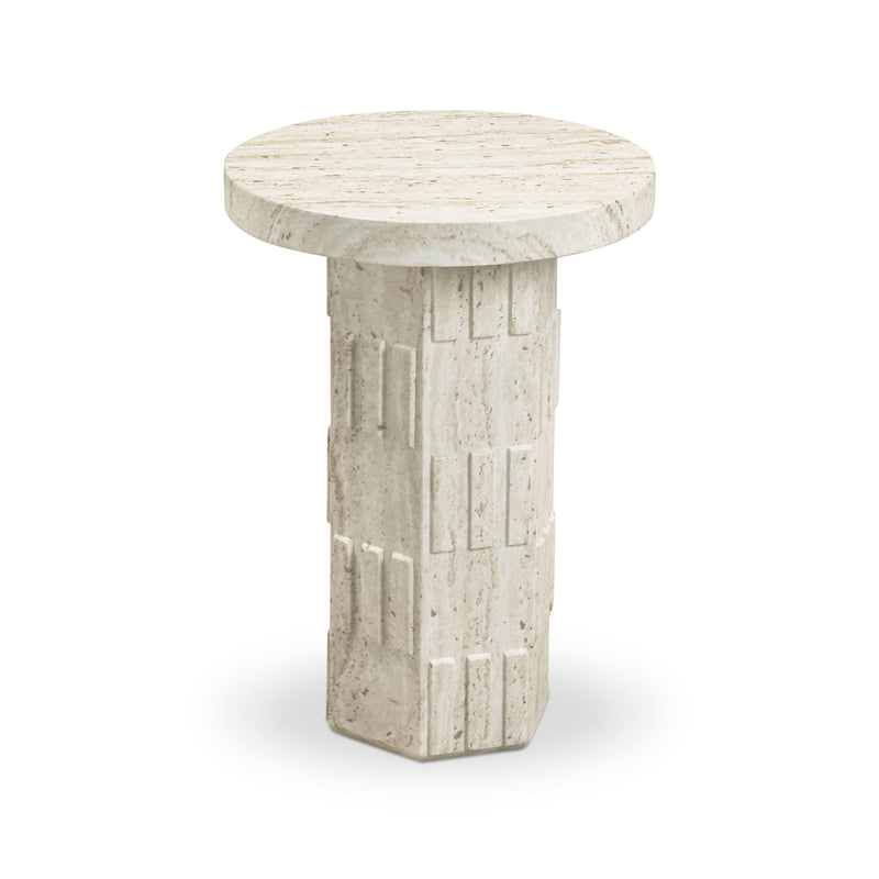 Asta - Concrete Indoor/Outdoor Side Table - Travertine - R&R Furniture Gallery (Fountain Valley, CA)