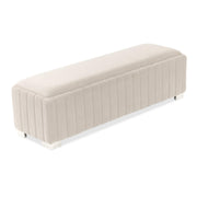 Signature Beds & Benches - Amaryllis Velvet Accent Bench - Taupe / Chrome - R&R Furniture Gallery (Fountain Valley, CA)