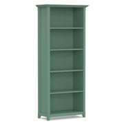 Handcrafted Amherst 5-shelf bookcase by Simpli-Home with wooden shelves and sturdy frame for stylish storage and display.