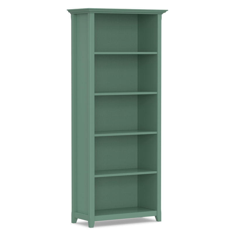 Handcrafted Amherst 5-shelf bookcase by Simpli-Home with wooden shelves and sturdy frame for stylish storage and display.