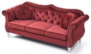 Glory Furniture Hollywood stationary sofa with plush cushions and modern design, shown in a cozy living room setting.