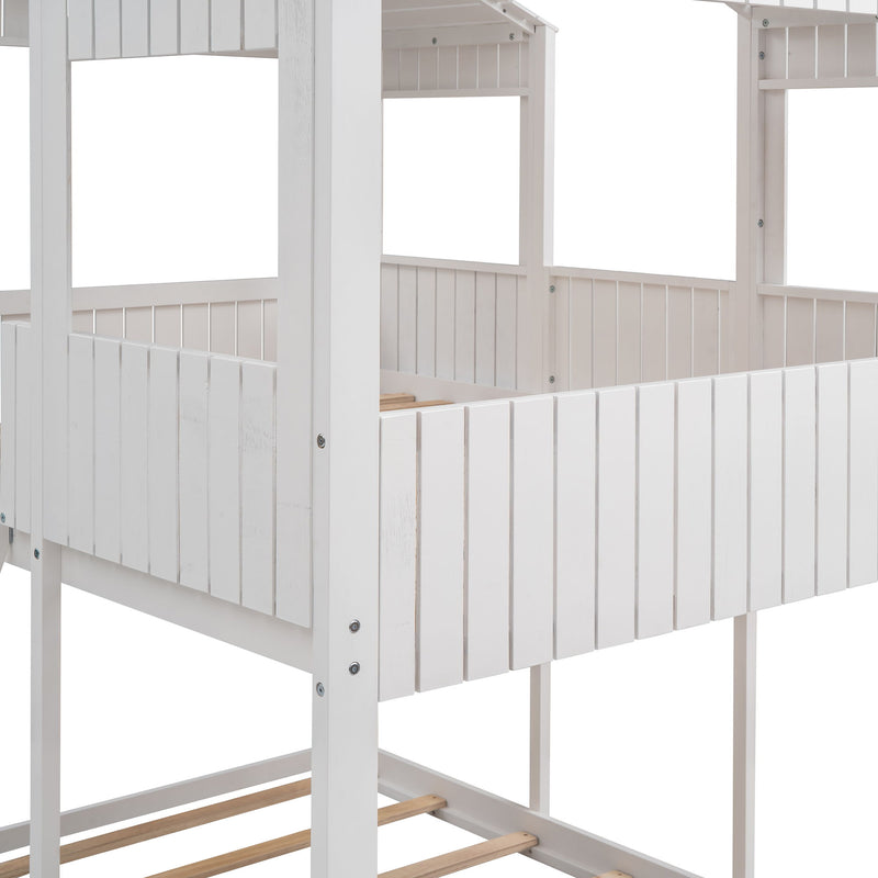 Bunk Bed With Roof, Window, Guardrail, Ladder - R&R Furniture Gallery (Fountain Valley, CA)