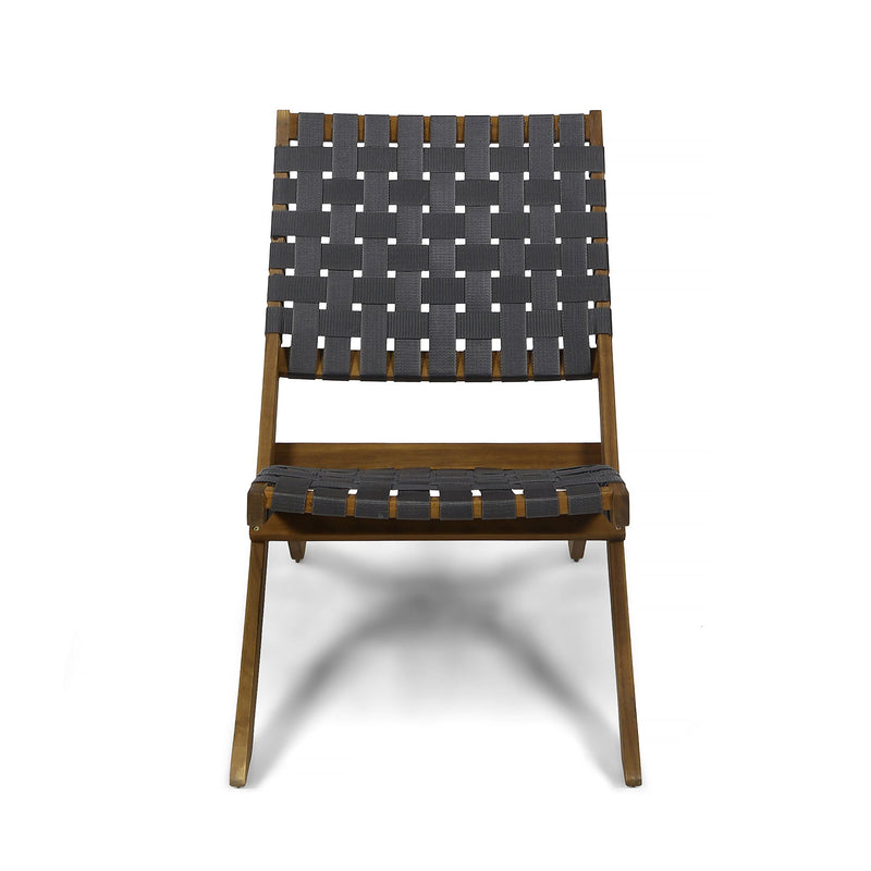 Solidago - Outdoor And Strapping Belt Folding Chairs, (Set of 2) - Black / Brown - R&R Furniture Gallery (Fountain Valley, CA)