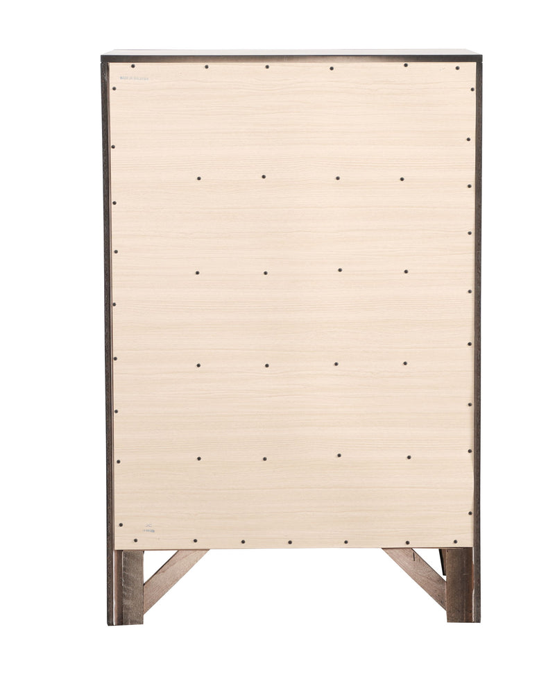 Glory Furniture Marilla Accent Chest showing wood finish and decorative hardware on a modern storage piece.