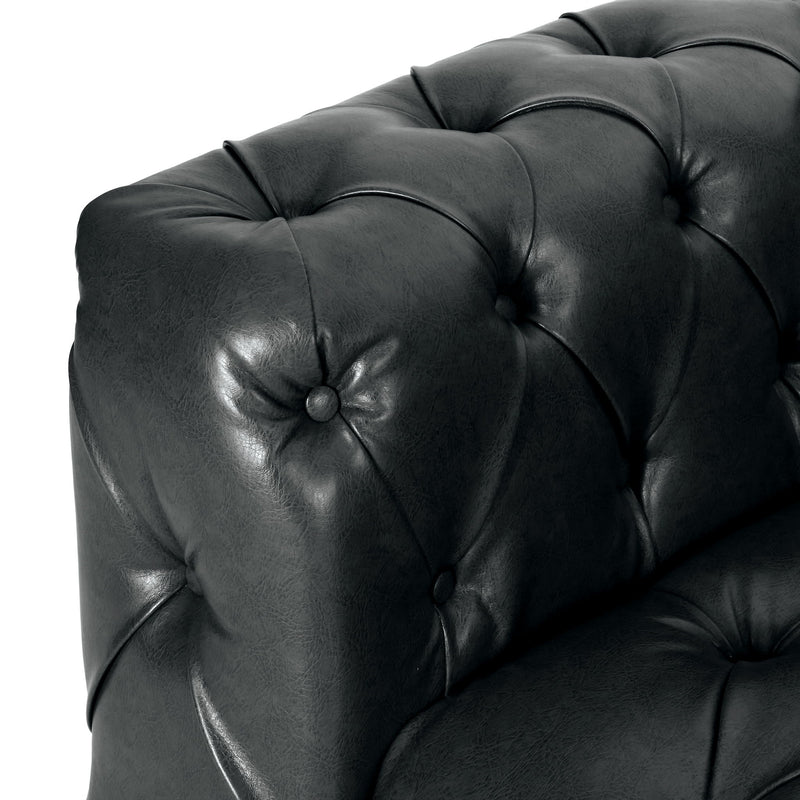 Comfy 3 Seat Sofa & Wooden Legs, For Living Room And Study - Black - R&R Furniture Gallery (Fountain Valley, CA)