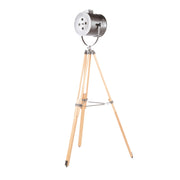 Lumi Source Ahoy industrial floor lamp in natural and antique finish with a tall, adjustable metal design and exposed bulb.