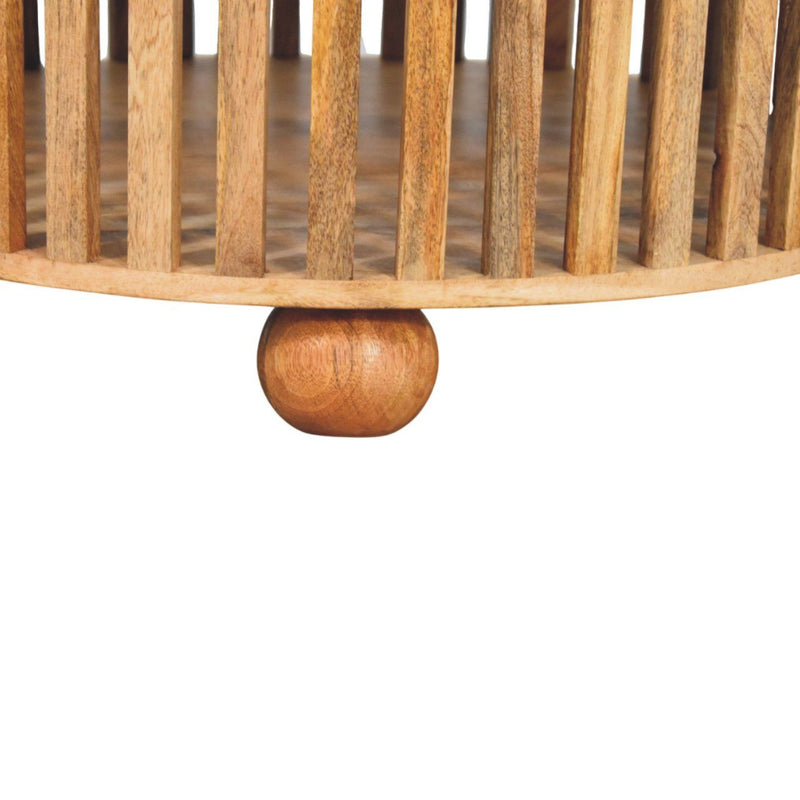 Slatted Round Coffee Table - Beige