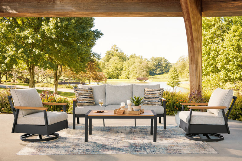 Carmel Highlands - Sofa, Chairs, Table Set (Set of 4) - Dark Brown - R&R Furniture Gallery (Fountain Valley, CA)