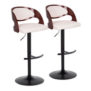 Lumi Source Pino mid-century modern adjustable barstool set with swivel and rounded T-footrest, shown in a stylish interior setting