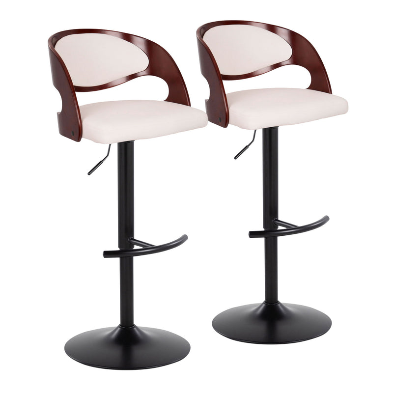 Lumi Source Pino mid-century modern adjustable barstool set with swivel and rounded T-footrest, shown in a stylish interior setting