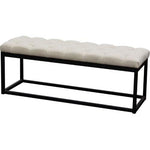 Mateo Black Powder Coat Metal Small Linen Tufted Bench - Desert Sand Linen