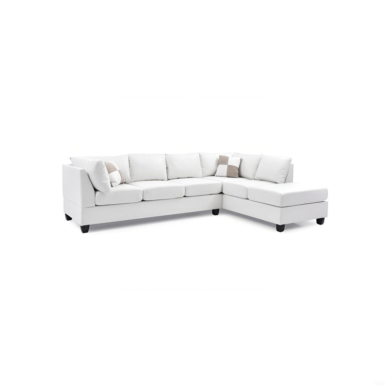 Glory Furniture Malone Comfort Sectional sofa with plush cushions and modern design, shown in a living room setting.