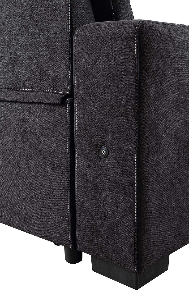 Toby - Woven Fabric Reversible Sleeper Sectional Sofa With Storage Chaise Cup Holder Charging Ports And Pockets - R&R Furniture Gallery (Fountain Valley, CA)