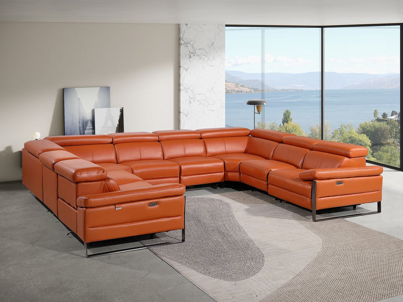 1246 - 8-Piece U-Shaped Modular Power Reclining Sectional With 4 Power Recliners And Power Headrests - R&R Furniture Gallery (Fountain Valley, CA)