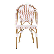 Noble House outdoor rattan and aluminum French bistro chair set with woven seats and curved backs for patio dining.