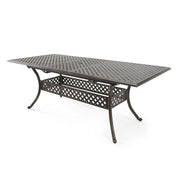 Outdoor Expandable Dining Table With Umbrella Holder, Lattice Pattern And Curved Legs - Black - R&R Furniture Gallery (Fountain Valley, CA)