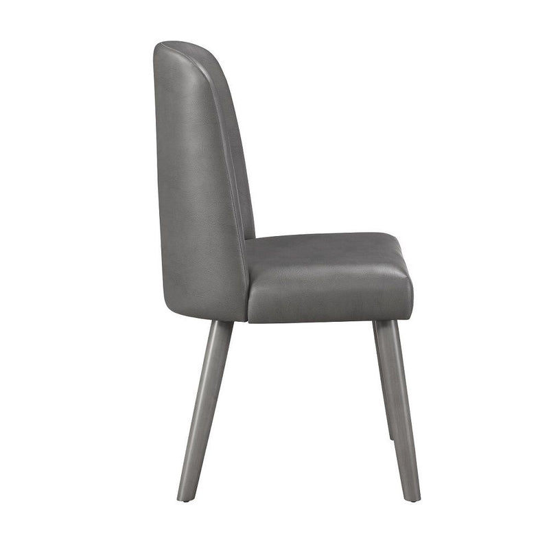 Waylon - Side Chair (Set of 2) - Gray Synthetic Leather & Gray Oak - R&R Furniture Gallery (Fountain Valley, CA)
