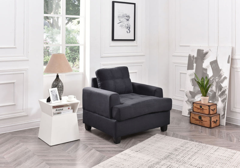 Transitional design armchair by Glory Furniture featuring plush upholstery and wooden legs, ideal for modern living rooms.