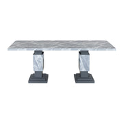 Michelle - Dining Table With Double Pedestal Marble Detailing - Gray - R&R Furniture Gallery (Fountain Valley, CA)