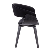 Set of two Lumi Source Vintage Mod mid-century modern dining chairs with wooden legs and upholstered seats.