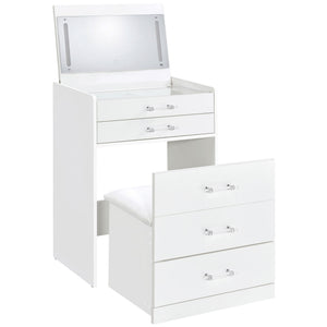 Ayuba - 3 Drawer Makeup Vanity Table With Mirror And Stool