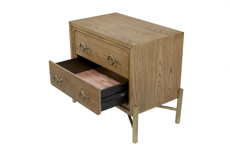 2 Drawer Nightstand With USB - Latte - R&R Furniture Gallery (Fountain Valley, CA)