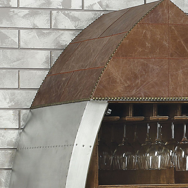 Brancaster - Wine Cooler - Retro Brown Top Grain Leather & Aluminum - R&R Furniture Gallery (Fountain Valley, CA)