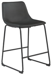Two Signature Design by Ashley Centiar upholstered barstools with padded seats and backrests, set against a neutral background.
