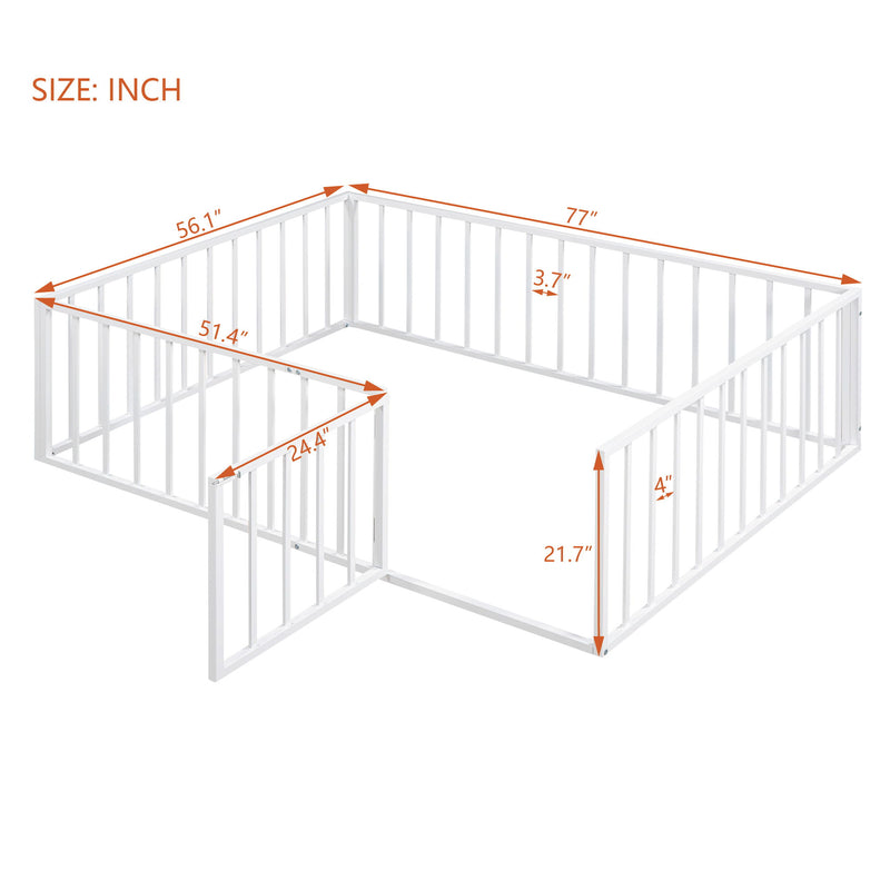 Metal Floor Bed Frame With Fence And Door - R&R Furniture Gallery (Fountain Valley, CA)